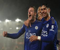 Leicester city's jamie vardy celebrates. Premier League Jamie Vardy And Ayoze Perez Register Hat Trick As Leicester City Thrases Southampton 9 0