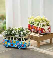 Save on planters and more. Blue Metal Flower Power Bus Planter Small Potted Plants Planters Flower Power