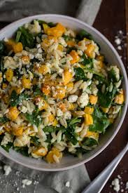 Recipe Orzo With Butternut Squash Spinach And Blue Cheese Recipe Blue Cheese Recipes Vegetarian Recipes Butternut Squash Spinach