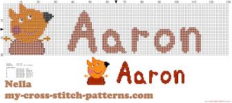 The patterns dimensions are approximately 116w x 145h stitches. Name Aaron With Freddy The Fox The Friend Of Peppa Pig Free Cross Stitch Patterns Simple Unique Alphabets Baby