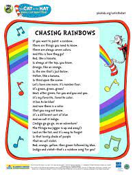 Lyrics To The Cith Chasing Rainbows Song Preschool Songs Rainbow Lessons Preschool Poems