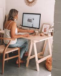 Classic setup includes a 1.5 pine top. Mocka Nz On Instagram Happy Weekend Eve We Love This Home Workspace Created By Work Life Mama Featuring Our T Trestle Desk Workspace Inspiration Trestles