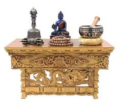 Solid Wood Hand Carved Tibetan Buddhist Prayer Shrine Altar Etsy Buddhist Buddhist Shrine Hand Carved