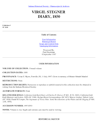 VIRGIL STEGNER DIARY, 1850