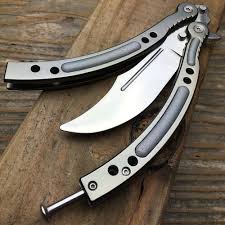 Csgo Chrome Butterfly Slaughter Balisong Trainer Knife Upgraded Knife Butterfly Knife Butterfly