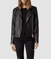 Womens Ayers Leather Biker Jacket Anthracite Allsaints Com Womens Biker Jacket Leather Jacket Fashion