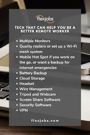 Here Are The Best Tech Tips For Remote Workers Flexjobs Remote Workers Remote Jobs Remote Work