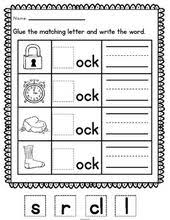 Ock Word Family Cvcc Word Work Word Family Worksheets Word Families Word Families Word Work