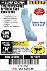 Harbor Freight Tools Coupon Database Free Coupons 25 Percent Off Coupons Toolbox Coupons 5 Mil Nitrile Gloves 100 Pk