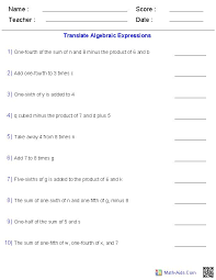 Ncert books for class 7 maths chapter 12 algebraic expressions can be of extreme use for students to understand the concepts in a simple way.class 7th maths ncert books pdf provided will help you during your preparation for both. Pre Algebra Worksheets Algebraic Expressions Worksheets Translating Algebraic Expressions Algebraic Expressions Pre Algebra Worksheets