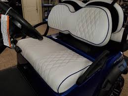 Club Car Precedent Golf Cart Premium Diamond Pleated Seat Covers White Blu Pp Koolcushions Golf Cart Seat Covers Seat Covers Seating