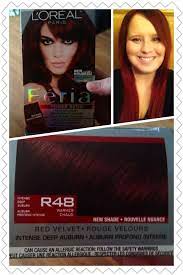 L Oreal Paris Feria Power Reds In R48 Intense Deep Auburn Red Velvet Is The Color I Used My Hair Was Dark B Auburn Red Vidal Sassoon Hair Color Loreal Paris