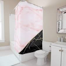 Black And Rose Gold Bathroom Accessories Rose Gold And Black Marble Shower Curtain Zazzle Com Shower Curtain Decor Rose Gold Curtains Marble Showers