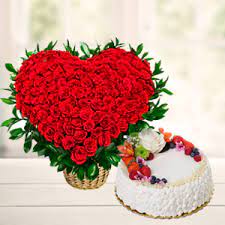 Cake and flowers delivery in hyderabad. Flowers With Fresh Fruit Cake Online Gift Cake Flower Delivery Hyderabad By Hyderabadflorist Co In