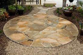 Pea Gravel And Flagstone Together Natural Stone Garden Path Patio Landscape Design Patio Stones Gravel Patio