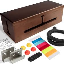 You'll need a pegboard, a drill, a saw, zip ties, a wood file and clamps. Amazon Com Homebliss Walnut Wood Wall Mounted Large Cable Management Box Stylish Cord Organizer Cable Management Box For Cord Hider And Cord Management Cable Organizer Box With Protector Cable Sleeve Home Audio