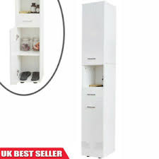 The bathroom storage cabinets design. High Gloss Tallboy Bathroom Cabinet Corner Storage Cupboard Furniture Unit White Ebay