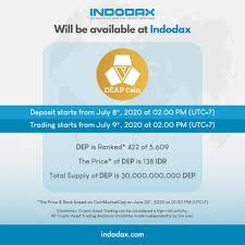 Binance users in indonesia can: Indodax On Twitter We Are Pleased To Announce A New Crypto Asset That Will Be Added To The Indodax Marketplace Deapcoin Dep Playmining Sg For Further Information Please Visit Https T Co Pxmxiqja88 Indodax Asetmasadepan Listing