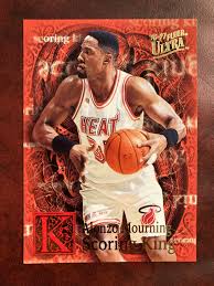 Alonzo mourning rookie card fleer ultra. Fleer Ultra 1996 Scoring King Alonzo Mourning Hakeem Olajuwon Basketballcards