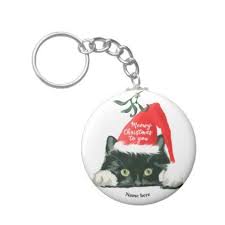Meowy Christmas Holiday Cat In Santa Hat Key Ring Accessories Accessory Gift Idea Stylish Unique Custom Merry Christmas Diy Cat Holidays Christmas Holidays