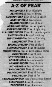 A Z Of Fear January 09 2018 At 04 10am Words Writing Words Phobias