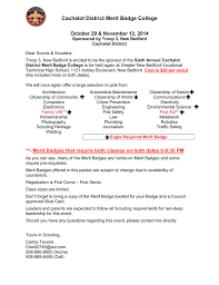 Cachalot District Merit Badge College October 29 November 12