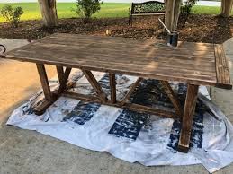 Large wood dining table for 8 by go home ltd. Diy Farmhouse Outdoor Patio Table Made With 2 4 S For Less Than 60 The Frugal Homemaker