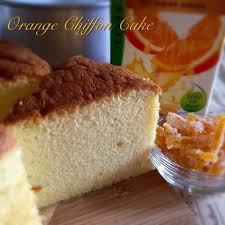 A Great Flavour Orange Chiffon Cake Baked Using Packet Unsweetened Orange Juice And Homemade Candied Orange Peels In A Re Orange Chiffon Cake Chiffon Cake Cake