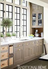 Taupe Kitchen Cabinets Like The Idea Of Dark Windows With Grid In Pure White Trim Greige Kitchen Taupe Kitchen Kitchen Design