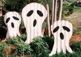 Set Of Three Scrap Metal Ghosts Yard Art Stakes Halloween Yard Art Scrap Metal Art Metal Yard Art