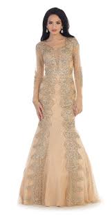 This Stunning Mermaid Style Floor Length Dress Features Long Sleeve With V Neckline Em Long Sleeve Dress Formal Girls Formal Dresses Evening Dresses Plus Size