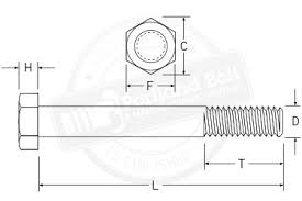 The 0° angle is to the right in the x axis and aligned with the center of the bolt circle in the y axis. Heavy Hex Bolts