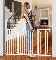 Amazon Com Cumbor Baby Gate For Stairs Extra Wide 57 Inch Dog Gate For Doorways Pressure Mounted Walk Through Safety Child Gate For Kids Toddler Adjustable Tall Pet Puppy Fence Gate White Everything