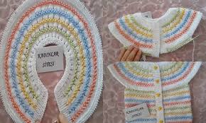 Son Donemlerin En Yeni Trendi Olan Evde Kalan Ipleri Degerlendirmeniz Icin Yakadan Baslamali Citir Modeli Bebek Yelegi Tarifi Baby Knitting Patterns Bebek Orgu