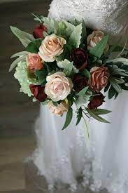 Burgundy Blush Champagne Wedding Bouquets Artificial Flowers Large Burgundy Champagne Wedding Champagne Wedding Flowers Wedding Flowers