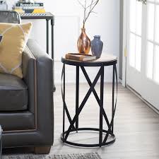 Belham Living Allen Reclaimed Wood Drum Side Table From Hayneedle Com Drum Side Table Side Table Rustic End Tables