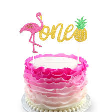 A homemade birthday cake is a great way to celebrate a baby's first trip around the sun. Flamingo Pineapple 1st First Birthday Cake Toppers Decoration Glitter One Tropical Hawaiian Luau Themed Party Supplies Buy Online In Tanzania At Tanzania Desertcart Com Productid 66951648