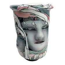 Bing Gleitsman Modern Studio Art Pottery Face Vase