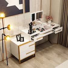 10:05 techydiy recommended for you. White Black Makeup Vanity With Flip Top Mirror Side Cabinet Dressing Table With Drawers Gold Stainless Steel Makeup Vanities Bedroom Furniture Furniture
