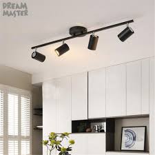 Industrial Gu10 Led Track Light Adjustable Led Track Lighting Kit Modern Black White Rail Spotlights 1 2 3 4 5 6 Track Lamp Track Lighting Aliexpress