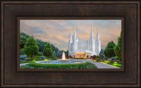 The model has almost as much detail as the actual temple. Washington D C Temple Fountains 15x24 Framed Art Deseret Book