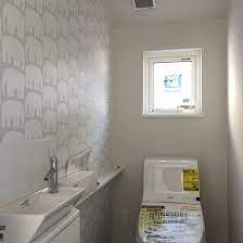 バス トイレ 新築建築中 新築記録 壁紙 サンゲツ などのインテリア実例 2018 03 10 20 15 09 roomclip ルームクリップ トイレ 壁紙 おしゃれ インテリア トイレ レイアウト