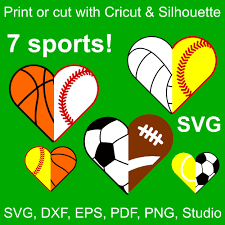 Svg Sports Half Hearts To Combine In Any Way You Want For Cricut Silhouette Or Printing Cricut Sports Svg