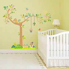 large tree birds home wall stickers kids room nursery growth chart wall mural poster art height ruler wall decals decoration self adhesive