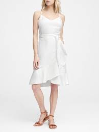 Linen Blend Ruffle Wrap Dress Banana Republic With Images Linen Wedding Dress Cotton Midi Dress Dresses