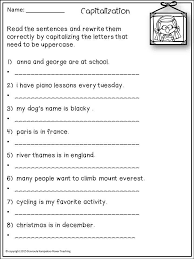 Ccss Grammar For 1st Grade Capitalization Commas And End Punctuation Grammar Worksheets Middle School Grammar Worksheets Capitalization Worksheets