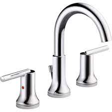 Getting started with leaky faucets. Delta Trinsic Modern Chrome Finish Widespread High Arc Bathroom Faucet Faucetlist Com
