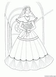 Come previsto, il matrimonio lei sarà pomposo. Disegni Da Colorare Abito Lungo Della Sposa