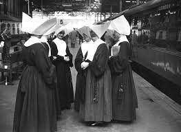Daughters Of Charity Traveling By Train Daughters Of Charity Vincent De Paul Black And White Photographs