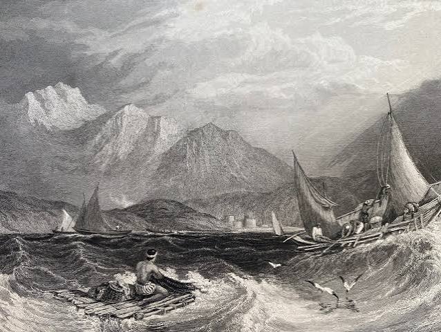 1844 Bombay Harbour - Fishing Boats in the Monsoon Original Antique Print - Mumbai India - Engraving - Mounted and Matted - Available Framed - Etsy